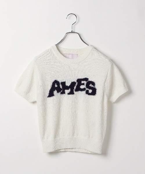 AMESWORLDWIDE（アメスワールドワイド）の「AMES WORLDWIDE ／HAIRYロゴ半袖ニット（ニット/セーター・レディース・ネイビー/レッド/アイボリー・FREE）」の8枚目の写真