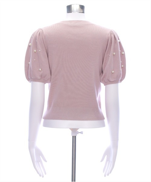 CLEAR BASIC（クリアベーシック）の「パール付き半袖ニットトップス[ベーシック フェミニン パフスリーブ 骨格ウェーブ]≪SS新作≫（ニット/セーター・レディース・ピンク/ブラック/グレイッシュベージュ/オフホワイト・F）」の12枚目の写真