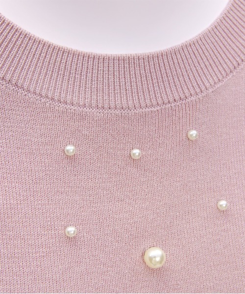 CLEAR BASIC（クリアベーシック）の「パール付き半袖ニットトップス[ベーシック フェミニン パフスリーブ 骨格ウェーブ]≪SS新作≫（ニット/セーター・レディース・ピンク/ブラック/グレイッシュベージュ/オフホワイト・F）」の14枚目の写真