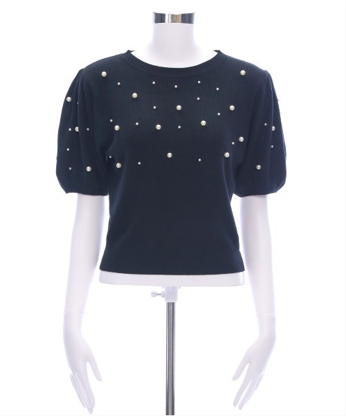 CLEAR BASIC（クリアベーシック）の「パール付き半袖ニットトップス[ベーシック フェミニン パフスリーブ 骨格ウェーブ]≪SS新作≫（ニット/セーター・レディース・ピンク/ブラック/グレイッシュベージュ/オフホワイト・F）」の17枚目の写真