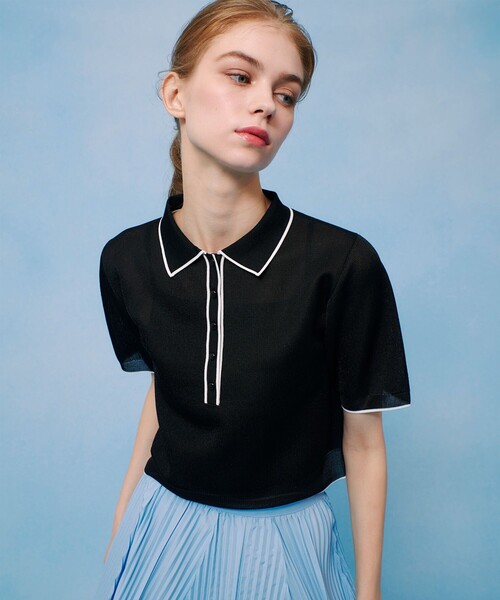 LOULOU WILLOUGHBY(ルルウィルビー)の「【LOULOU WILLOUGHBY】シアーカノコポロ(ニット/セーター・レディース・ホワイト/ブラック/ブルー・2)」の2枚目の写真