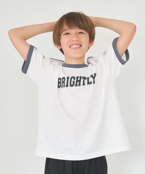 セール】キッズ 袖ラインロゴ半袖Tシャツ（Tシャツ/カットソー
