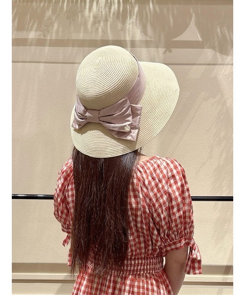 Maison de FLEUR（メゾンドフルール）の「サテンビッグリボンハット（ハット・レディース・ピンクベージュ/ブラック・FREE）」の6枚目の写真