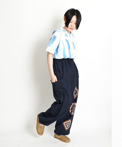MARAI(マーライ)の「タイダイ柄 プリント 柄 総柄 半袖Tシャツ(Tシャツ/カットソー・レディース・ブルー/グリーン/ブラック・FREE)」の22枚目の写真