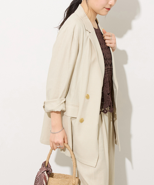 JOURNAL STANDARD relume（ジャーナルスタンダード　レリューム）の「《追加》リネンレーヨンテーラードジャケット（その他アウター・レディース・ネイビー/ベージュ・38/36）」の10枚目の写真