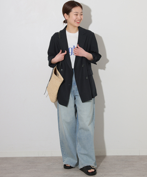 JOURNAL STANDARD relume（ジャーナルスタンダード　レリューム）の「《追加》リネンレーヨンテーラードジャケット（その他アウター・レディース・ネイビー/ベージュ・38/36）」の12枚目の写真