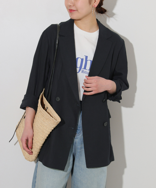 JOURNAL STANDARD relume（ジャーナルスタンダード　レリューム）の「《追加》リネンレーヨンテーラードジャケット（その他アウター・レディース・ネイビー/ベージュ・38/36）」の15枚目の写真