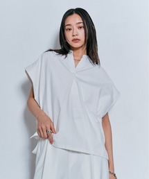脇が見えにくい!! キーネック コットン フレンチスリーブ Tシャツ / 半袖 フレンチスリーブ ハーフスリーブ 袖なし