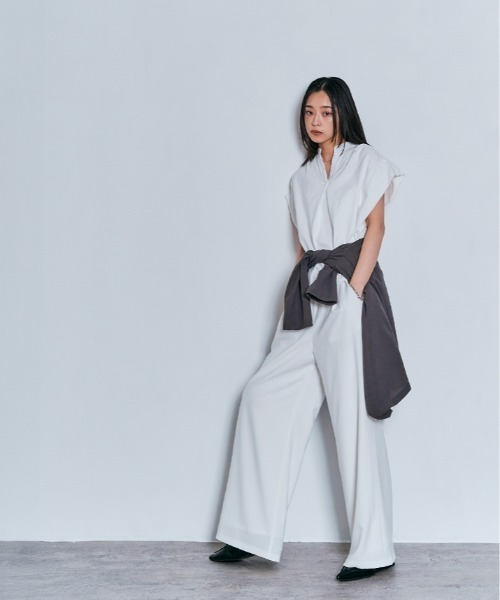 W:Huku(フーク)の「脇が見えにくい!! キーネック コットン フレンチスリーブ Tシャツ / 半袖 フレンチスリーブ ハーフスリーブ 袖なし(Tシャツ/カットソー・レディース・オフホワイト/ライトブラウン/ブラック/チャコール・FREE)」の7枚目の写真