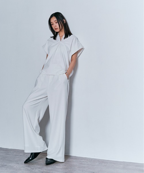 W:Huku(フーク)の「脇が見えにくい!! キーネック コットン フレンチスリーブ Tシャツ / 半袖 フレンチスリーブ ハーフスリーブ 袖なし(Tシャツ/カットソー・レディース・オフホワイト/ライトブラウン/ブラック/チャコール・FREE)」の12枚目の写真