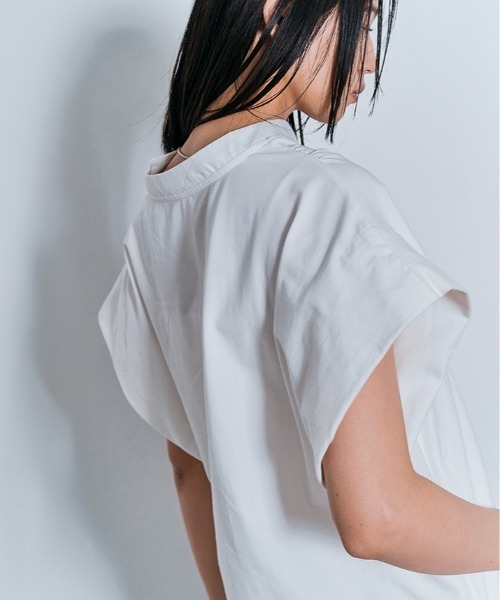 W:Huku(フーク)の「脇が見えにくい!! キーネック コットン フレンチスリーブ Tシャツ / 半袖 フレンチスリーブ ハーフスリーブ 袖なし(Tシャツ/カットソー・レディース・オフホワイト/ライトブラウン/ブラック/チャコール・FREE)」の13枚目の写真
