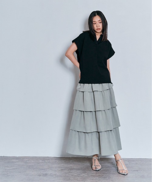 W:Huku(フーク)の「脇が見えにくい!! キーネック コットン フレンチスリーブ Tシャツ / 半袖 フレンチスリーブ ハーフスリーブ 袖なし(Tシャツ/カットソー・レディース・オフホワイト/ライトブラウン/ブラック/チャコール・FREE)」の15枚目の写真
