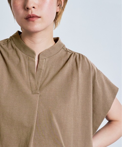 W:Huku(フーク)の「脇が見えにくい!! キーネック コットン フレンチスリーブ Tシャツ / 半袖 フレンチスリーブ ハーフスリーブ 袖なし(Tシャツ/カットソー・レディース・オフホワイト/ライトブラウン/ブラック/チャコール・FREE)」の22枚目の写真