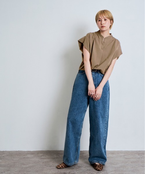 W:Huku(フーク)の「脇が見えにくい!! キーネック コットン フレンチスリーブ Tシャツ / 半袖 フレンチスリーブ ハーフスリーブ 袖なし(Tシャツ/カットソー・レディース・オフホワイト/ライトブラウン/ブラック/チャコール・FREE)」の19枚目の写真