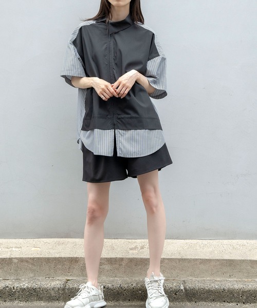 Nora Lily(ノラリリー)の「【Nora Lily】Docking Bi-Collar Shirt(UNISEX)(シャツ/ブラウス・メンズ・ネイビー/ブラック/グレー・FREE)」の4枚目の写真
