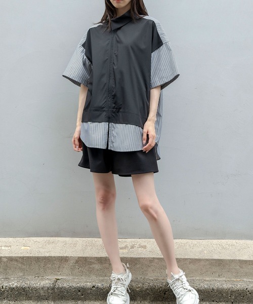 Nora Lily(ノラリリー)の「【Nora Lily】Docking Bi-Collar Shirt(UNISEX)(シャツ/ブラウス・メンズ・ネイビー/ブラック/グレー・FREE)」の5枚目の写真