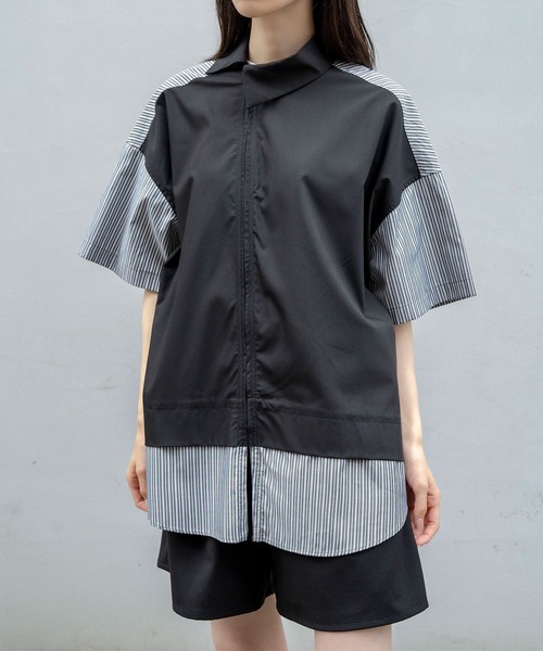 Nora Lily(ノラリリー)の「【Nora Lily】Docking Bi-Collar Shirt(UNISEX)(シャツ/ブラウス・メンズ・ネイビー/ブラック/グレー・FREE)」の11枚目の写真