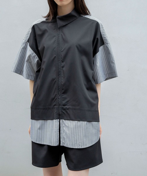 Nora Lily(ノラリリー)の「【Nora Lily】Docking Bi-Collar Shirt(UNISEX)(シャツ/ブラウス・メンズ・ネイビー/ブラック/グレー・FREE)」の12枚目の写真
