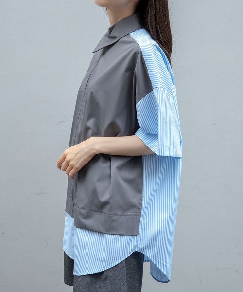 Nora Lily(ノラリリー)の「【Nora Lily】Docking Bi-Collar Shirt(UNISEX)(シャツ/ブラウス・メンズ・ネイビー/ブラック/グレー・FREE)」の20枚目の写真