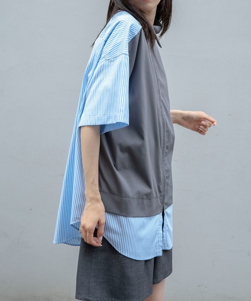 Nora Lily(ノラリリー)の「【Nora Lily】Docking Bi-Collar Shirt(UNISEX)(シャツ/ブラウス・メンズ・ネイビー/ブラック/グレー・FREE)」の21枚目の写真