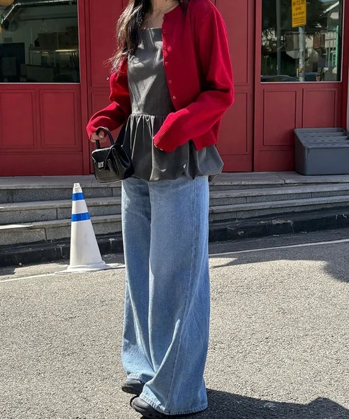 LAFFMO（ラフモ）の「バックオープンペプラムキャミソール（キャミソール・レディース・グレー/ブラック・F）」の8枚目の写真