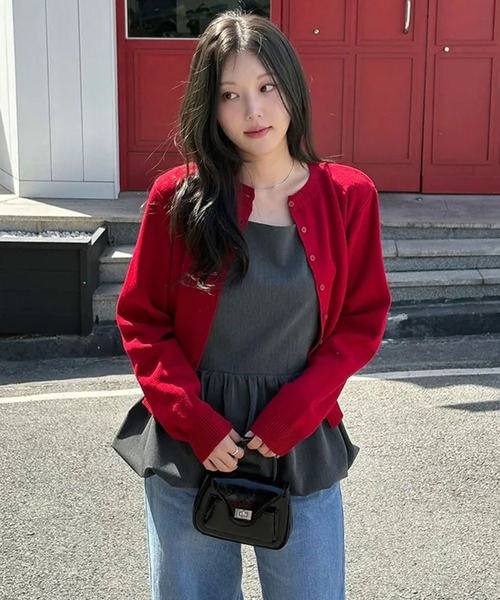 LAFFMO（ラフモ）の「バックオープンペプラムキャミソール（キャミソール・レディース・グレー/ブラック・F）」の11枚目の写真