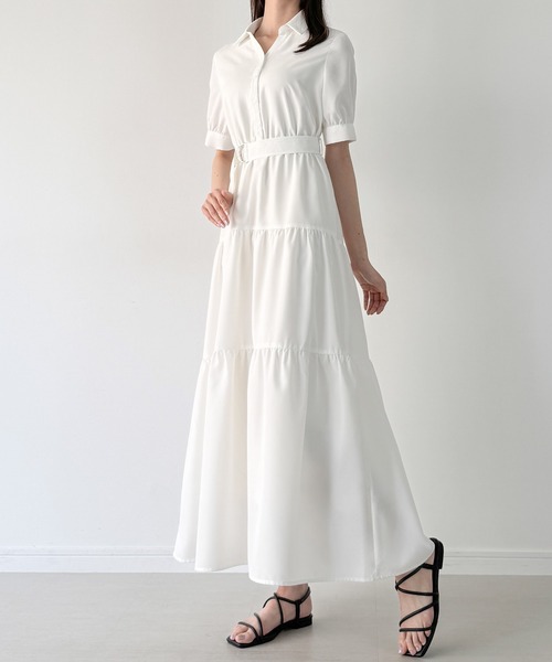 半袖ティアードシャツワンピース[高身長サイズMT/低身長サイズS有り