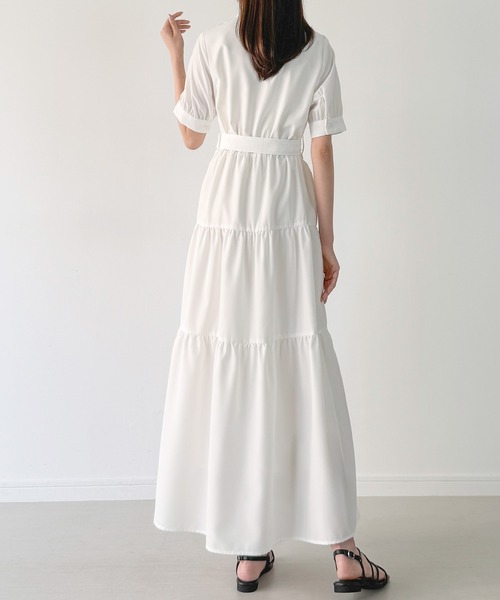 JUNOAH（ジュノア）の「半袖ティアードシャツワンピース[高身長サイズMT/低身長サイズS有り]（シャツワンピース・レディース・ホワイト/ブラック/ブルー・SMALL/MEDIUM/LARGE/X-LARGE/MT）」の15枚目の写真