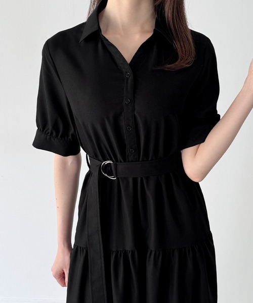 セール】半袖ティアードシャツワンピース[高身長サイズMT/低身長サイズ