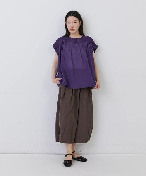 conges payes ADIEU TRISTESSE（コンジェ ペイエ アデュートリステス）の「【FAVE】ノースリーブコットンブラウス（シャツ/ブラウス・レディース・ブラック/ライトグレー/パープル・38）」の5枚目の写真