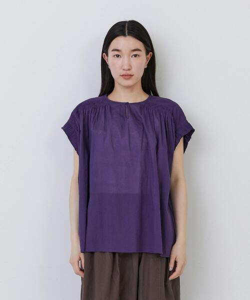 conges payes ADIEU TRISTESSE（コンジェ ペイエ アデュートリステス）の「【FAVE】ノースリーブコットンブラウス（シャツ/ブラウス・レディース・ブラック/ライトグレー/パープル・38）」の9枚目の写真