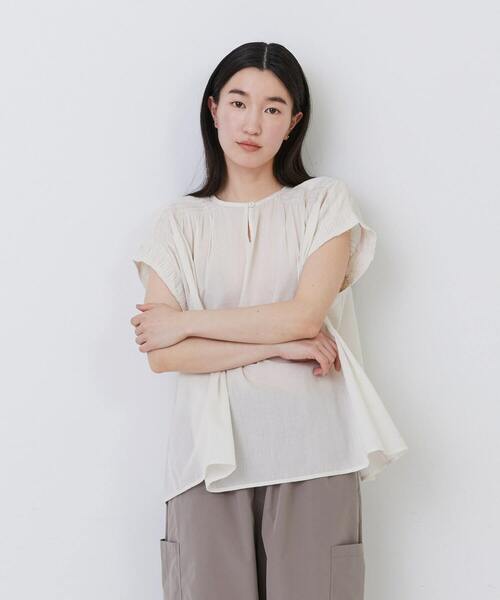 conges payes ADIEU TRISTESSE（コンジェ ペイエ アデュートリステス）の「【FAVE】ノースリーブコットンブラウス（シャツ/ブラウス・レディース・ブラック/ライトグレー/パープル・38）」の22枚目の写真