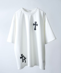 Starting Over（スターティングオーバー）の「synthetic leather cross patch quick dry T-shirt/PUレザーパッチ Tシャツ（Tシャツ/カットソー）」
