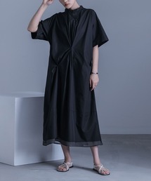 異素材タックシャツワンピース