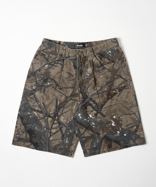 デニムショートパンツ ダークブルー ロゴ刺繍付き SEQUENZ（シークエンズ）の「【SEQUENZ】 WAPPEN EMB LOOSE