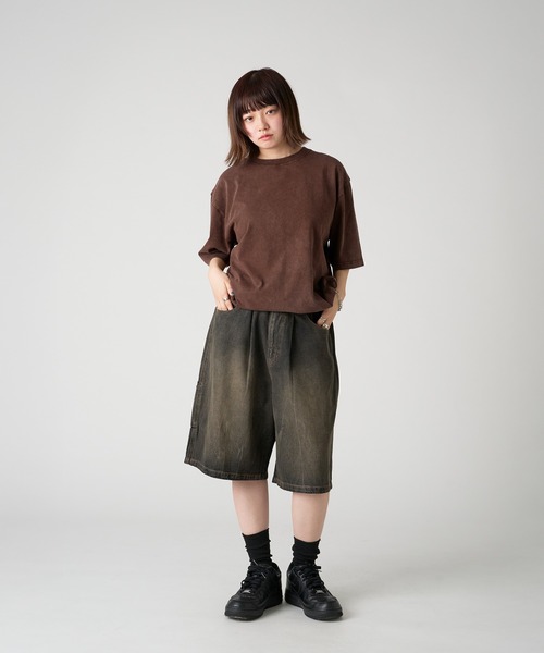 kutir（クティール）の「ASSORTED LOGO EMBROIDERED BUGGY SHORTS/アソートロゴ刺繍バギーショーツ（デニムパンツ・メンズ・ブラック/インディゴブルー/ブラウン・SMALL/MEDIUM/LARGE）」の7枚目の写真