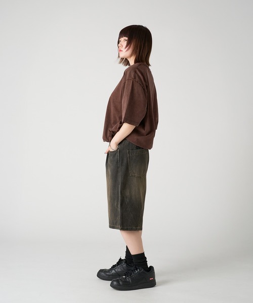 kutir（クティール）の「ASSORTED LOGO EMBROIDERED BUGGY SHORTS/アソートロゴ刺繍バギーショーツ（デニムパンツ・メンズ・ブラック/インディゴブルー/ブラウン・SMALL/MEDIUM/LARGE）」の10枚目の写真