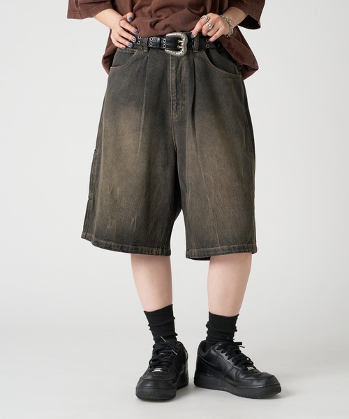 kutir（クティール）の「ASSORTED LOGO EMBROIDERED BUGGY SHORTS/アソートロゴ刺繍バギーショーツ（デニムパンツ・メンズ・ブラック/インディゴブルー/ブラウン・SMALL/MEDIUM/LARGE）」の4枚目の写真