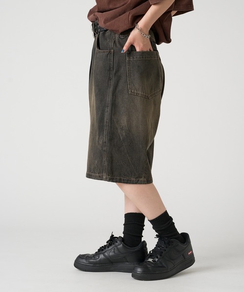 kutir（クティール）の「ASSORTED LOGO EMBROIDERED BUGGY SHORTS/アソートロゴ刺繍バギーショーツ（デニムパンツ・メンズ・ブラック/インディゴブルー/ブラウン・SMALL/MEDIUM/LARGE）」の5枚目の写真