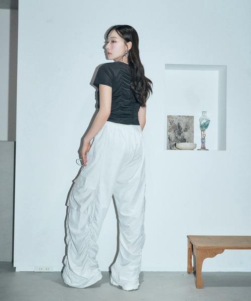 ANDGEEBEE(アンジービー)の「ギャザーミニT(Tシャツ/カットソー・レディース・ブルー/ブラック・FREE)」の7枚目の写真