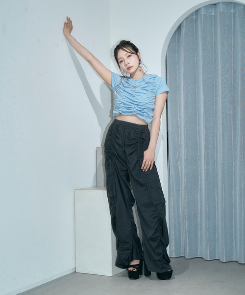 ANDGEEBEE(アンジービー)の「ギャザーミニT(Tシャツ/カットソー・レディース・ブルー/ブラック・FREE)」の17枚目の写真