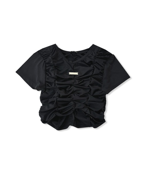 ANDGEEBEE(アンジービー)の「ギャザーミニT(Tシャツ/カットソー・レディース・ブルー/ブラック・FREE)」の8枚目の写真