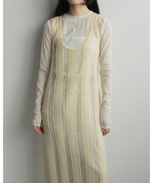 anuke（アンヌーク）の「Sheer Uneck Onepiece（ワンピース・レディース・ネイビー/クリーム・38inch/36inch）」の5枚目の写真