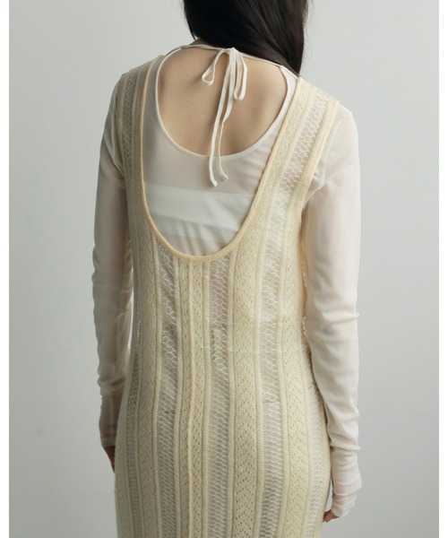 anuke（アンヌーク）の「Sheer Uneck Onepiece（ワンピース・レディース・ネイビー/クリーム・38inch/36inch）」の6枚目の写真