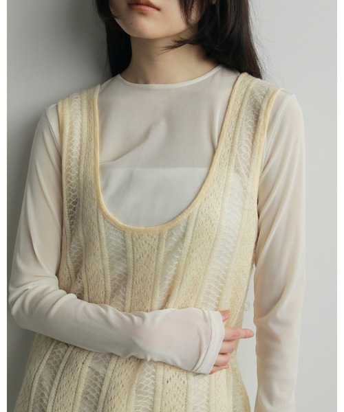 anuke（アンヌーク）の「Sheer Uneck Onepiece（ワンピース・レディース・ネイビー/クリーム・38inch/36inch）」の8枚目の写真