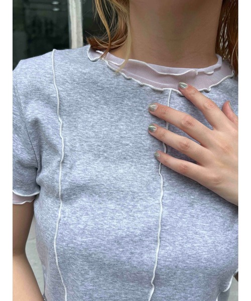 WC(ダブル シー)の「メッシュ切替メロウT(Tシャツ/カットソー・レディース・ピンク/グレー・FREE)」の11枚目の写真