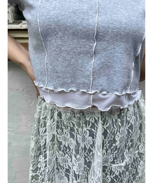 WC(ダブル シー)の「メッシュ切替メロウT(Tシャツ/カットソー・レディース・ピンク/グレー・FREE)」の12枚目の写真