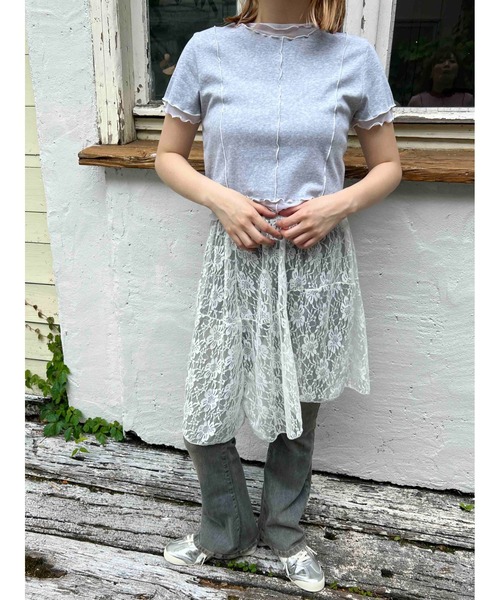 WC(ダブル シー)の「メッシュ切替メロウT(Tシャツ/カットソー・レディース・ピンク/グレー・FREE)」の13枚目の写真