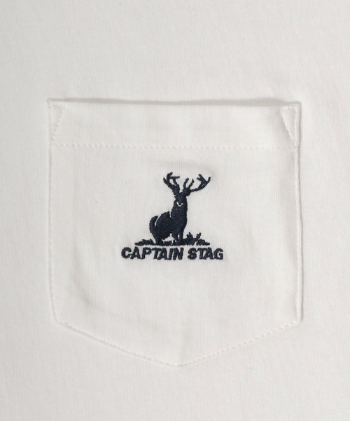 CAPTAIN STAG（キャプテンスタッグ）の「CAPTAIN STAG/キャプテンスタッグ ワンポイントロゴ刺繍 ポケット付 半袖Tシャツ レディース メンズ（Tシャツ/カットソー・メンズ・ブラック/ブルー/ネイビー/ホワイト/グリーン・M/L/LL）」の19枚目の写真