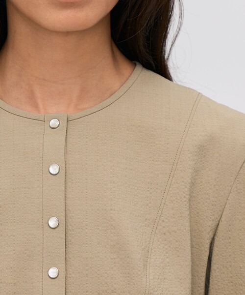 セール】シアサッカー ペプラムブラウス（シャツ/ブラウス）｜BACCA